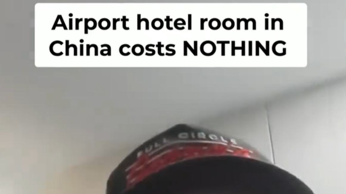 Airport hotel room in China costs NOTHING